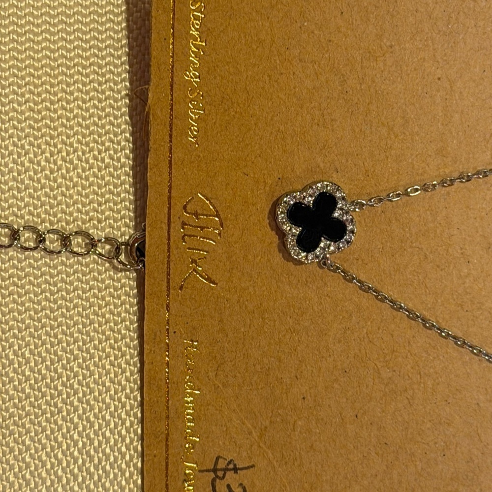 Silver Necklace with Black Cross Pendant - Picture 7 of 8